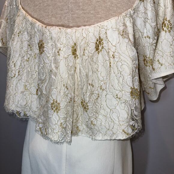 Slate & Willow Golden Iris Dress Cream Off Shoulder Size 16 - Picture 5 of 7